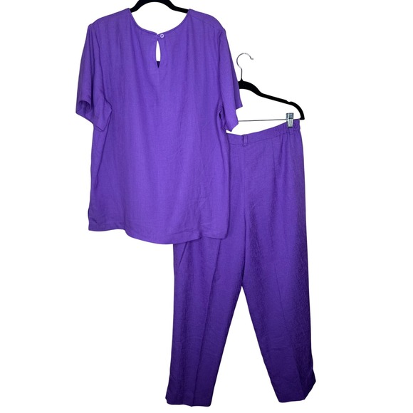 Patchington Petite VTG Purple 2pc Pantsuit Top Pants Outfit L USA Made Retro‎ - Picture 2 of 8